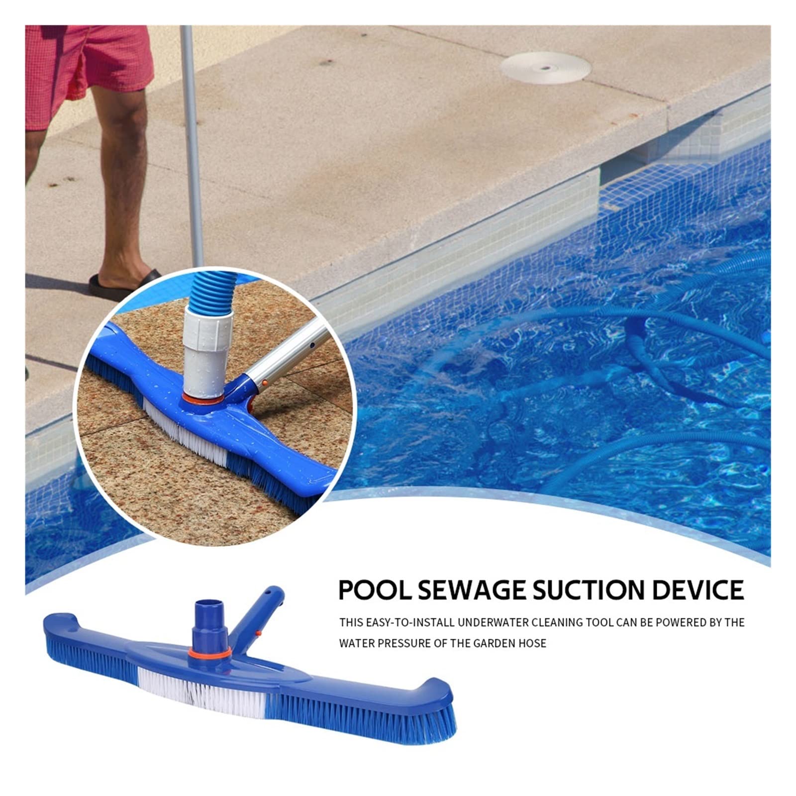 Głowica ssąca Pływanie Szczotki basenowe Miotła podłogowa Środek czyszczący SPA Wall Pływanie Przenośne elementy zewnętrzne(20inch bule 2pcs)