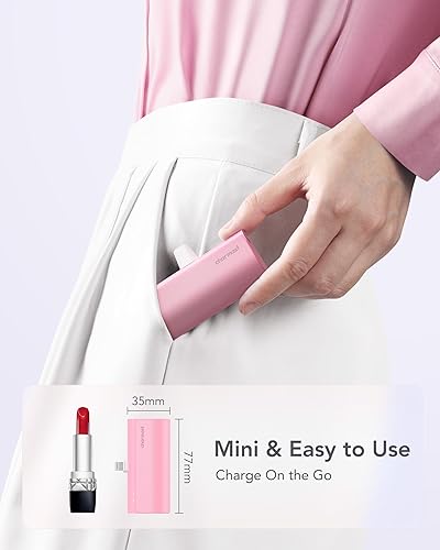 Vista 4 de Charmast Cargador portátil pequeño para iPhone, banco de energía ultracompacto de carga rápida PD 20W 5000mAh, paquete de batería mini para iPhone