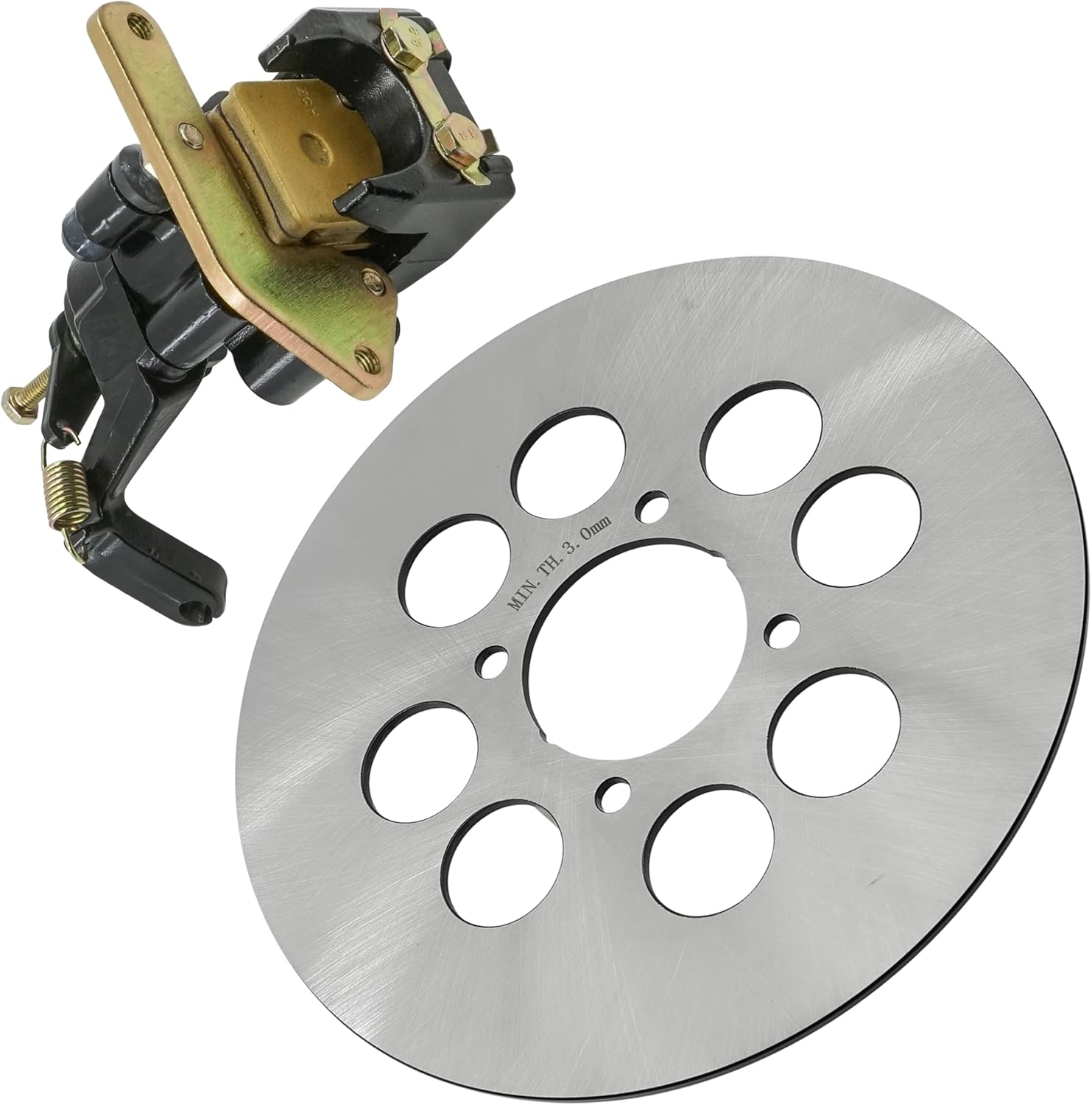 Caltric Rear Caliper with Pads and Brake Disc Compatible with Yamaha Blaster 200 YFS200 2003 2004 2005 2006