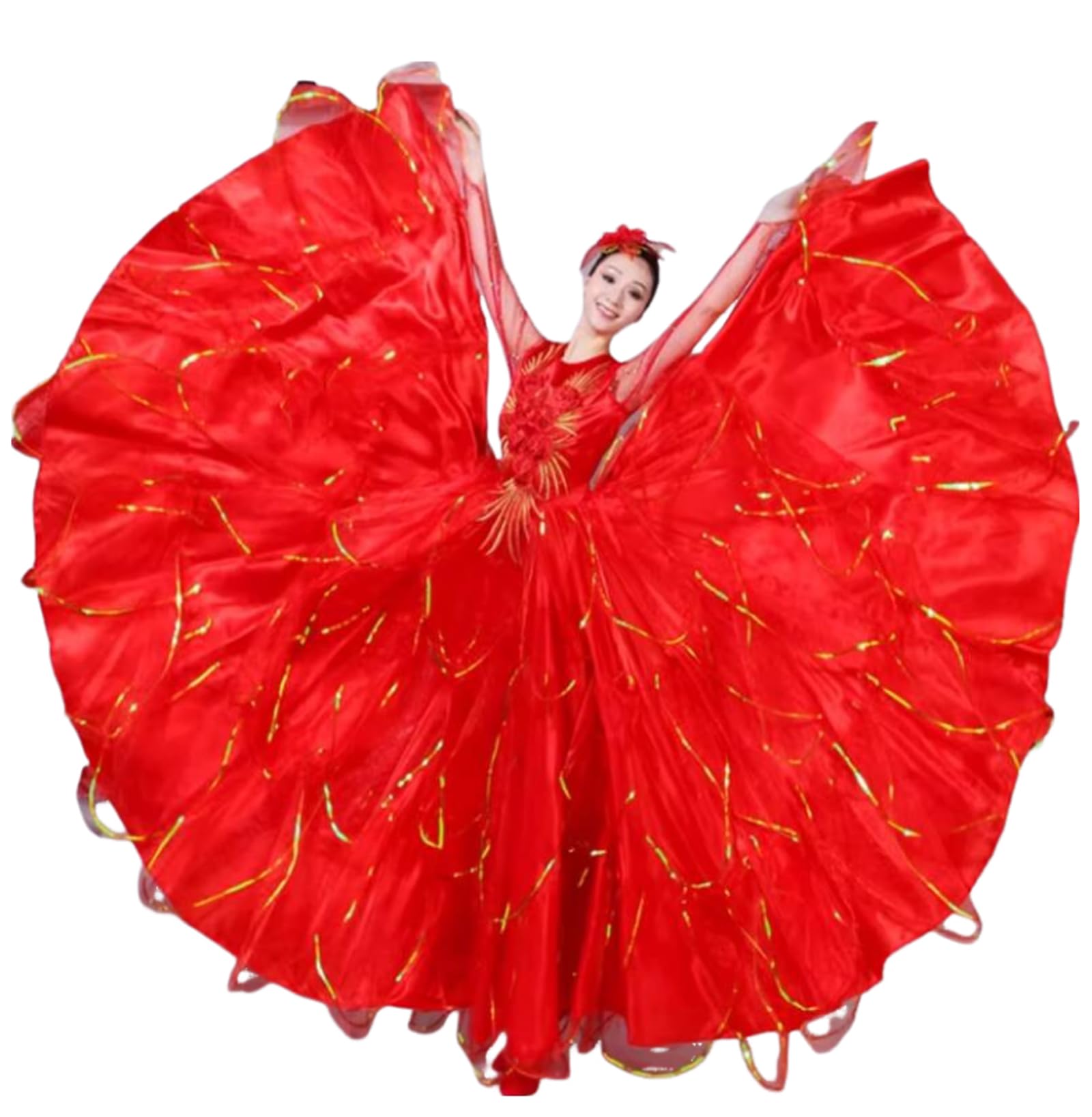 OTMYIGO Gonna di Flamenco Spagnolo per Donne Adulte, Vestito da Costumi di Danza del Ventre, per Feste di Carnevale zingaresche