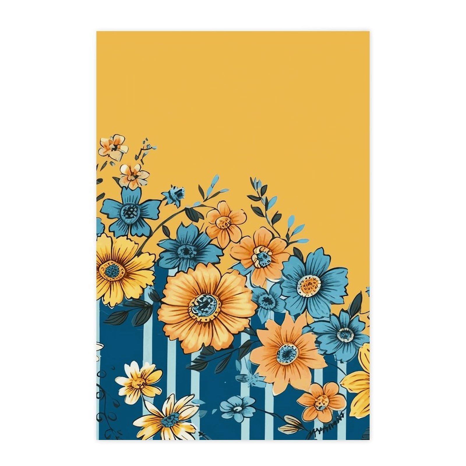 Poster autocollant floral jaune amovible pour relooker une armoire sans peindre