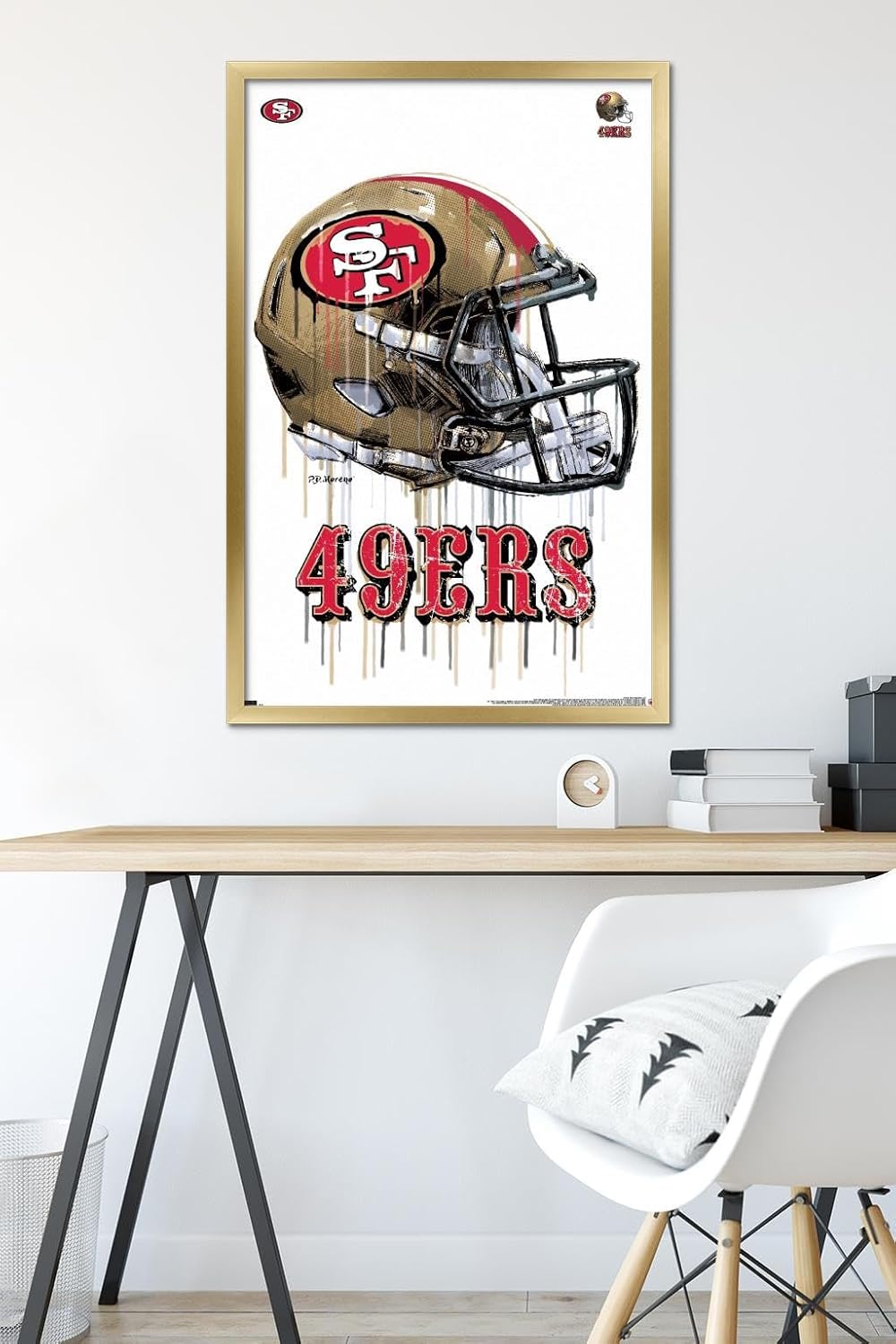 Trends International NFL San Francisco 49ers - Drip Helmet 20 Wall Poster, 22.375" x 34", Gold Framed Version