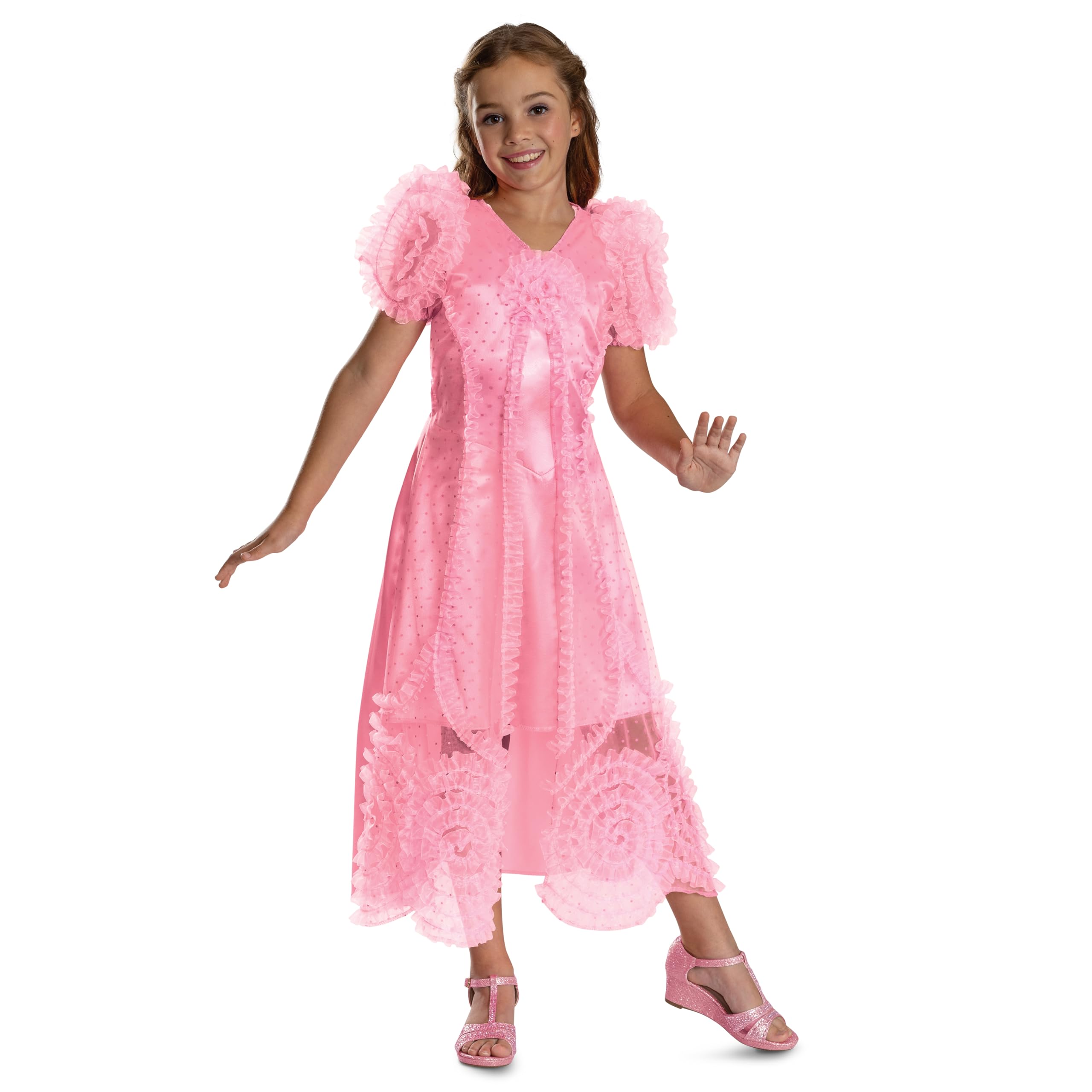 Wicked Glinda, beliebtes Kostüm für Kinder, offizielles by Disguise, glitzerndes Mieder und Puffärmel, detailliertes Design, perfekt für Halloween oder Karneval, für Mädchen