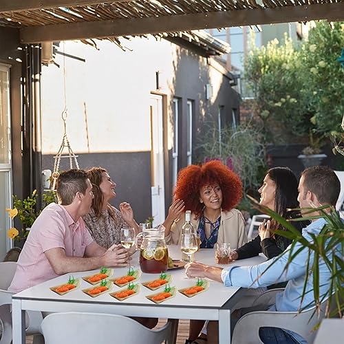 Miniatura 7 de 300 platos de madera desechables, diseño rústico, bandeja biodegradable para servir alimentos, platos de 5 pulgadas, para mini barco de sushi,