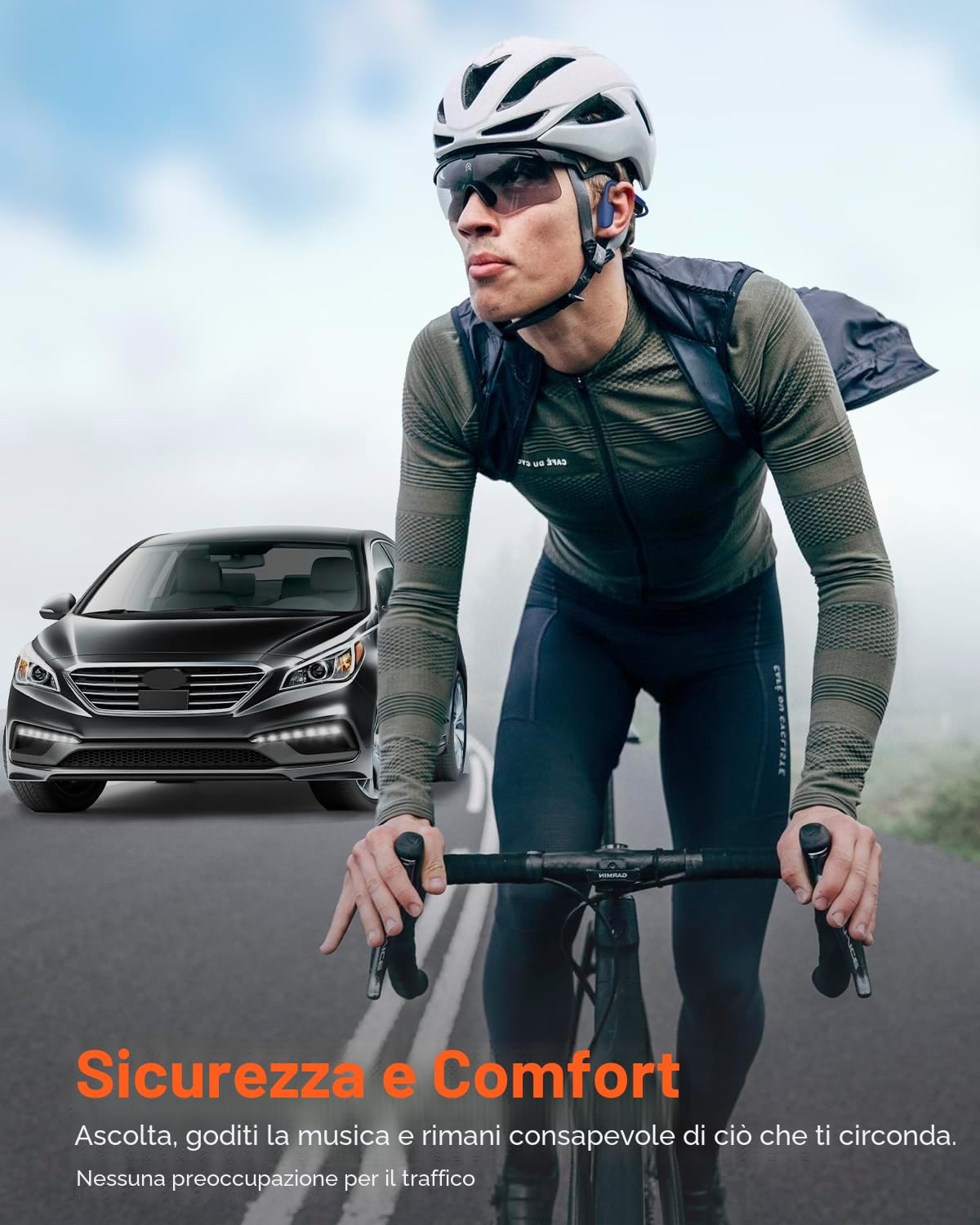 SANOTO Cuffie Conduzione Ossea Bluetooth 5.3, Cuffie a Conduzione Osseas Aperto Con 8 H Di Autonomia, Auricolari Conduzion Ossea Con Doppio Mic, Cuffia Osseas Conduzione Impermeabili IPX6, Per Jogging