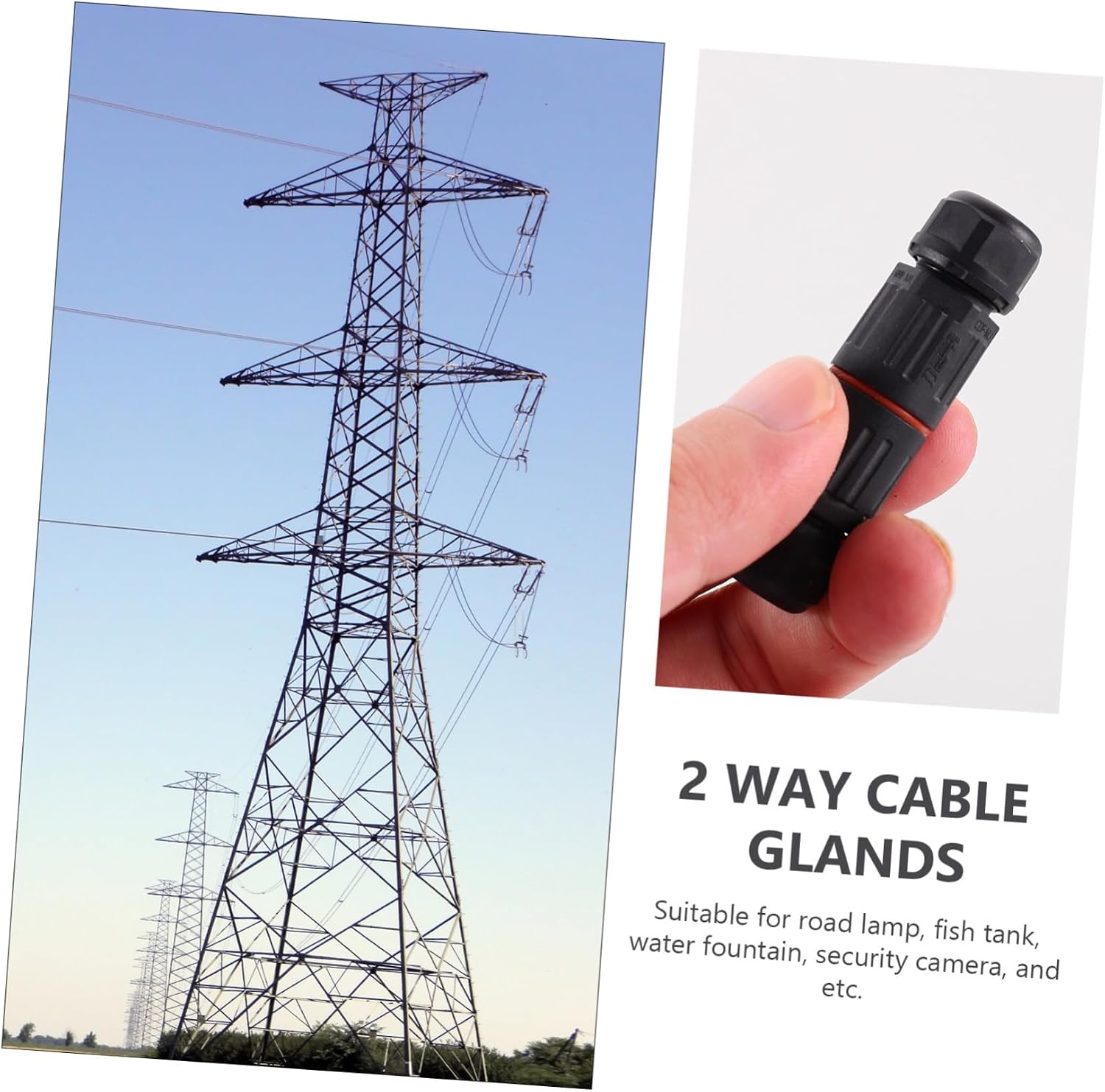 Zerodeko IP68 Waterproof 2-Way Cable Gland Connector Set 5pcs Outdoor Electrical Connectors for 0.5mm² to 2.0mm² Cables Easy Installation for Outdoor Lighting