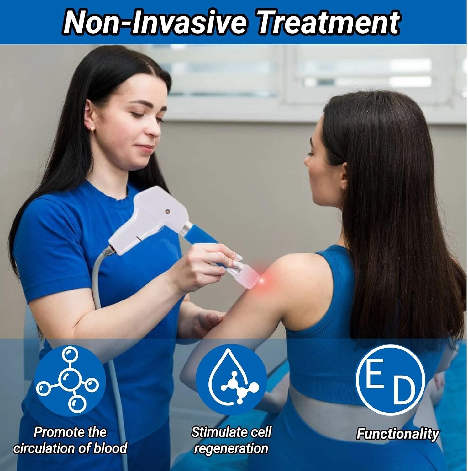 Shockwave Therapy Machine, Shock Wave Therapy Machine for Joint and Muscle Pain Relief, Muscle and Bone Tissue Regeneration, Painless, Non-Invasive Extracorporeal Shock Wave Therapy Device