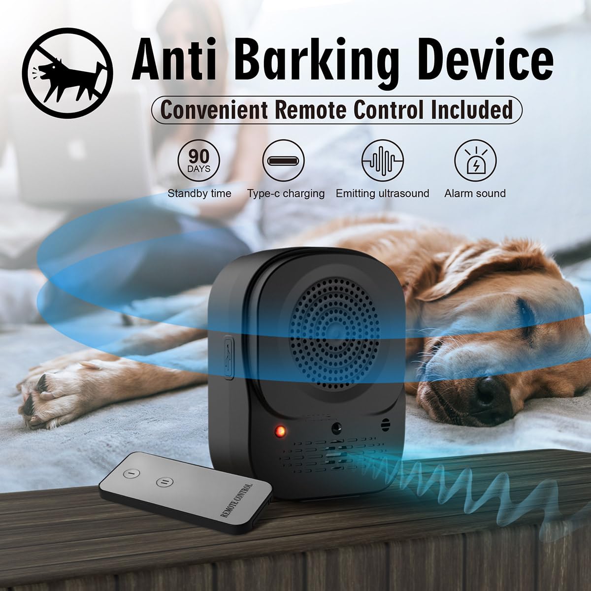 Anti Aboiement Chien Ultrason, Automatique Boitier Ultrason Anti Aboiement, 3 Modes Ultrason Chien Anti-Aboiement Chien, Appareil Anti Aboiement Étanche pour Petits Grands Chiens Extérieur & Intérieur