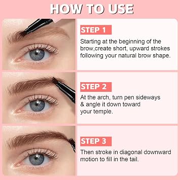 Boobeen Liquid Eyebrow Pencil Long-Lasting Waterproof Eyebrow Pencil with 4 Fork Tip Microblading Eyebrow Pencil for Wild Looking Eyebrow Makeup