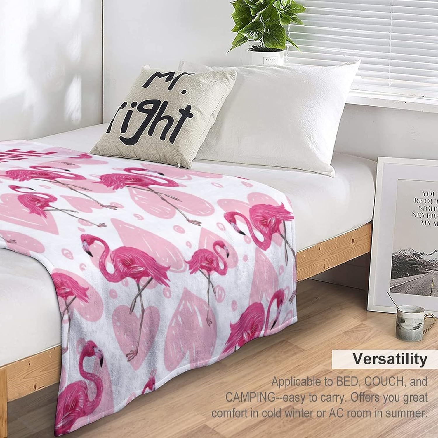 Custom Flamingo Blanket Gifts with Name - 40 x 50 Inches Cute Flamingo Throw for Girls - Light Pink Fuzzy Fluffy Plush Blankets for Sofa