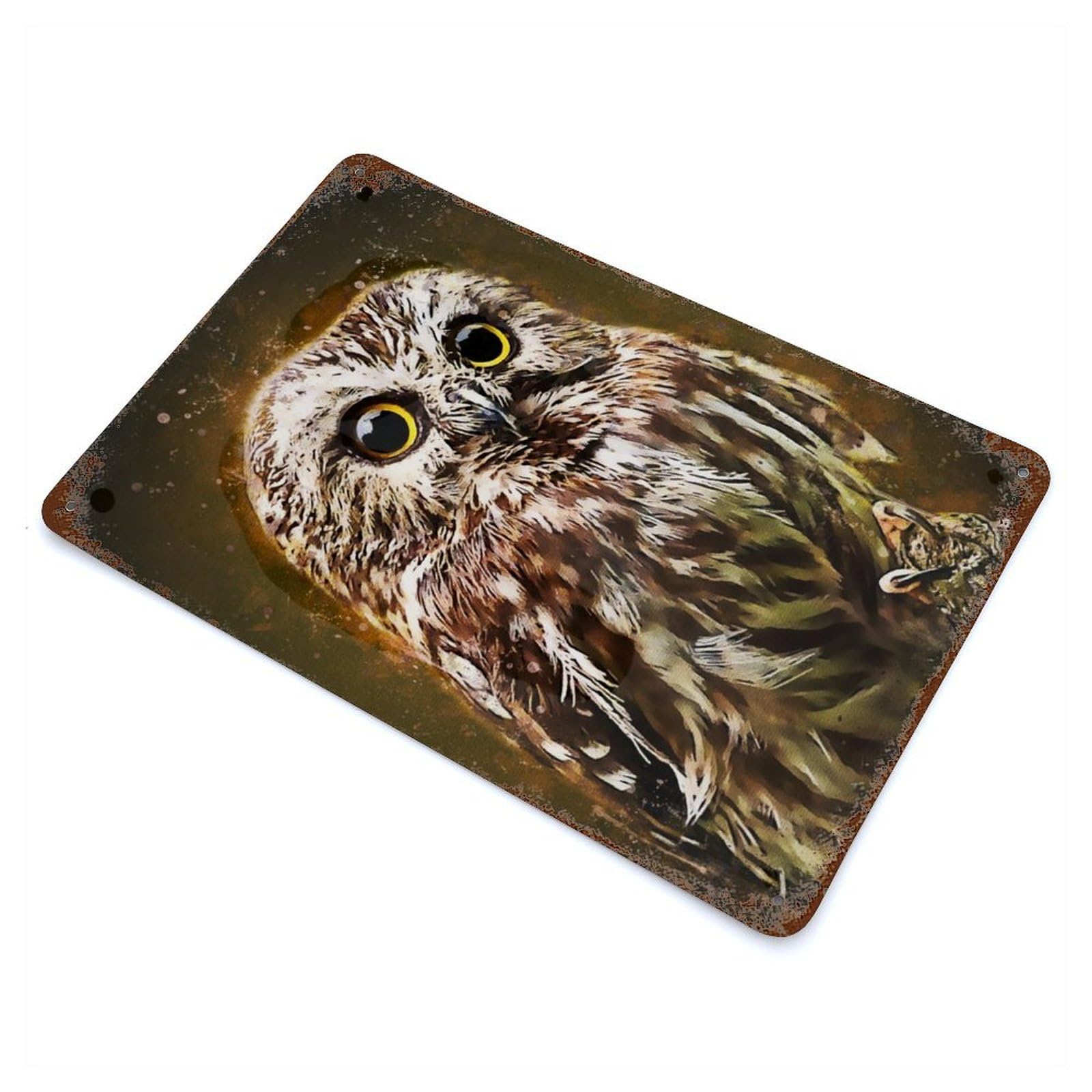 The Owl Decorative Tin Sign 11.8"x7.9", for Bistro, Counter And Cafe Decor, Retro Wall Decor