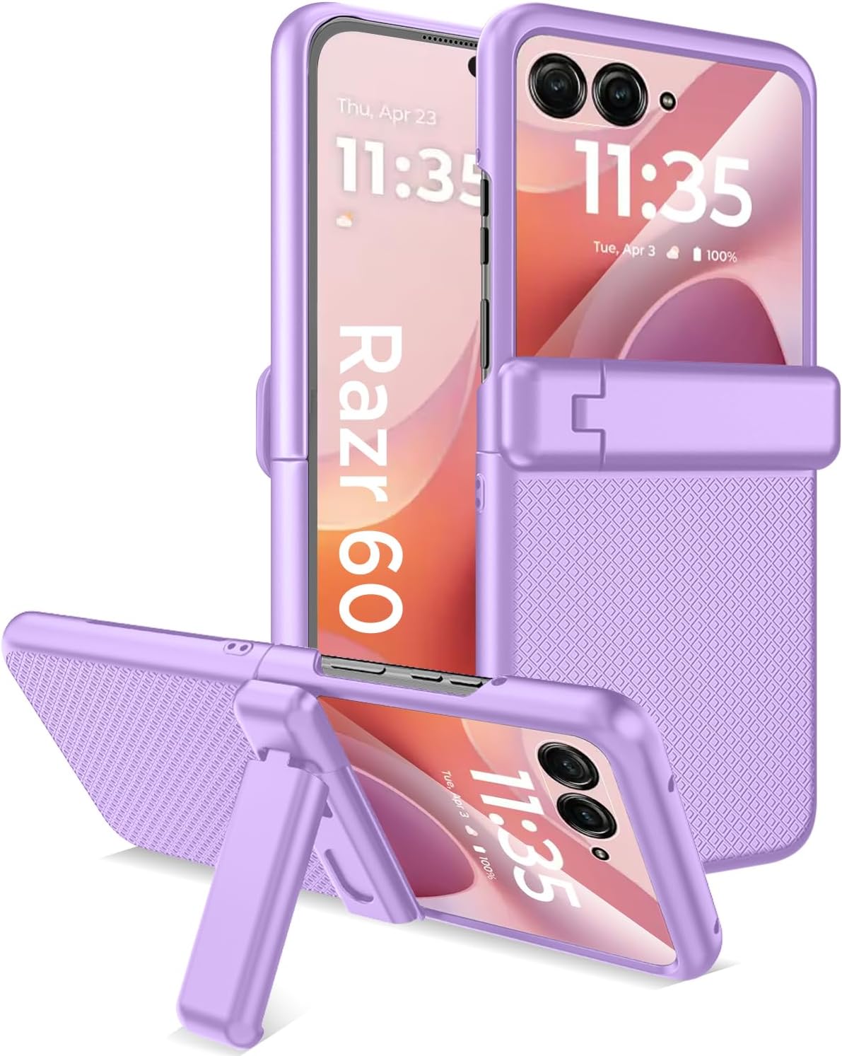 Miimall for Motorola Razr 2025 Case with Hinge Protection,Moto Razr 2025 Case [with Kickstand][Screen and Camera Protection][Military Grade Shockproof] Drop-Proof Slim Hard Grip Cover for Women,Purple