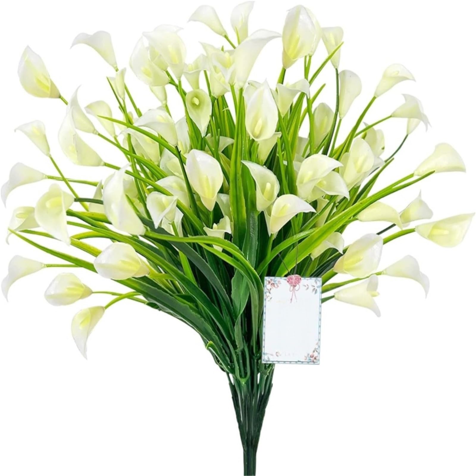 Dcrxz Artificial Flowers 10PCS 33cm Artificial Calla Lily Bouquet Plastic UV Protection Calla Lily Artificial Flowers Fake Flowers Garden Wedding(White)