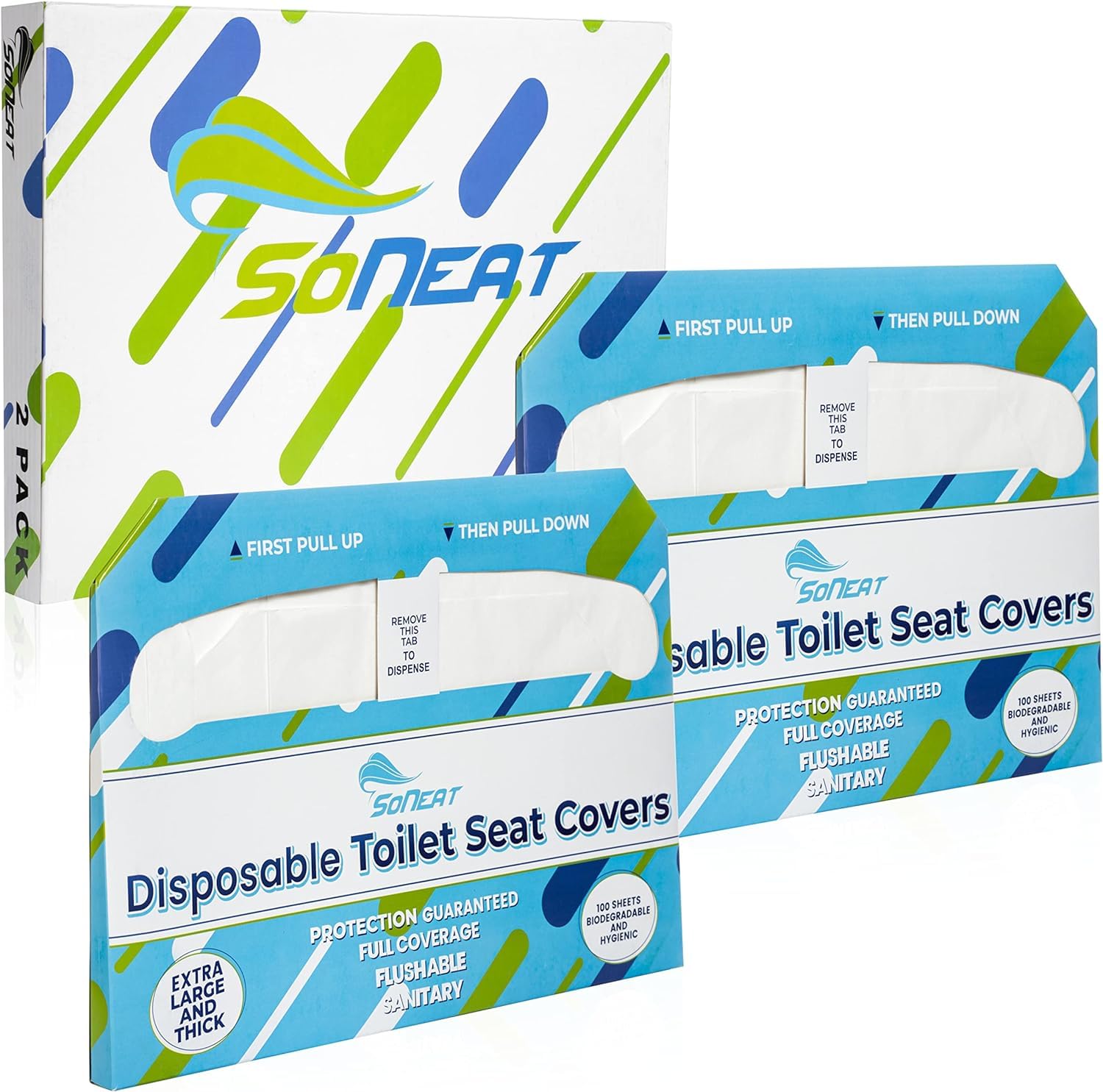 SoNeat Half Fold Toilet Seat Covers 200 Sheets Of XL Disposable Flushable Paper