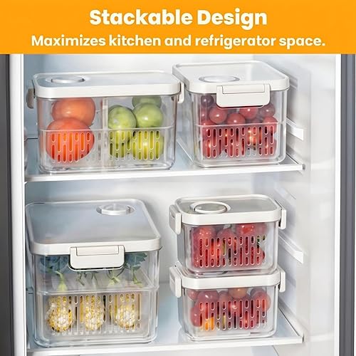 Miniatura 4 de Vacane Produce Saver, Contenedores de almacenamiento de frutas, Contenedores de productos con coladores, Contenedores para bayas, 3.8 tazas