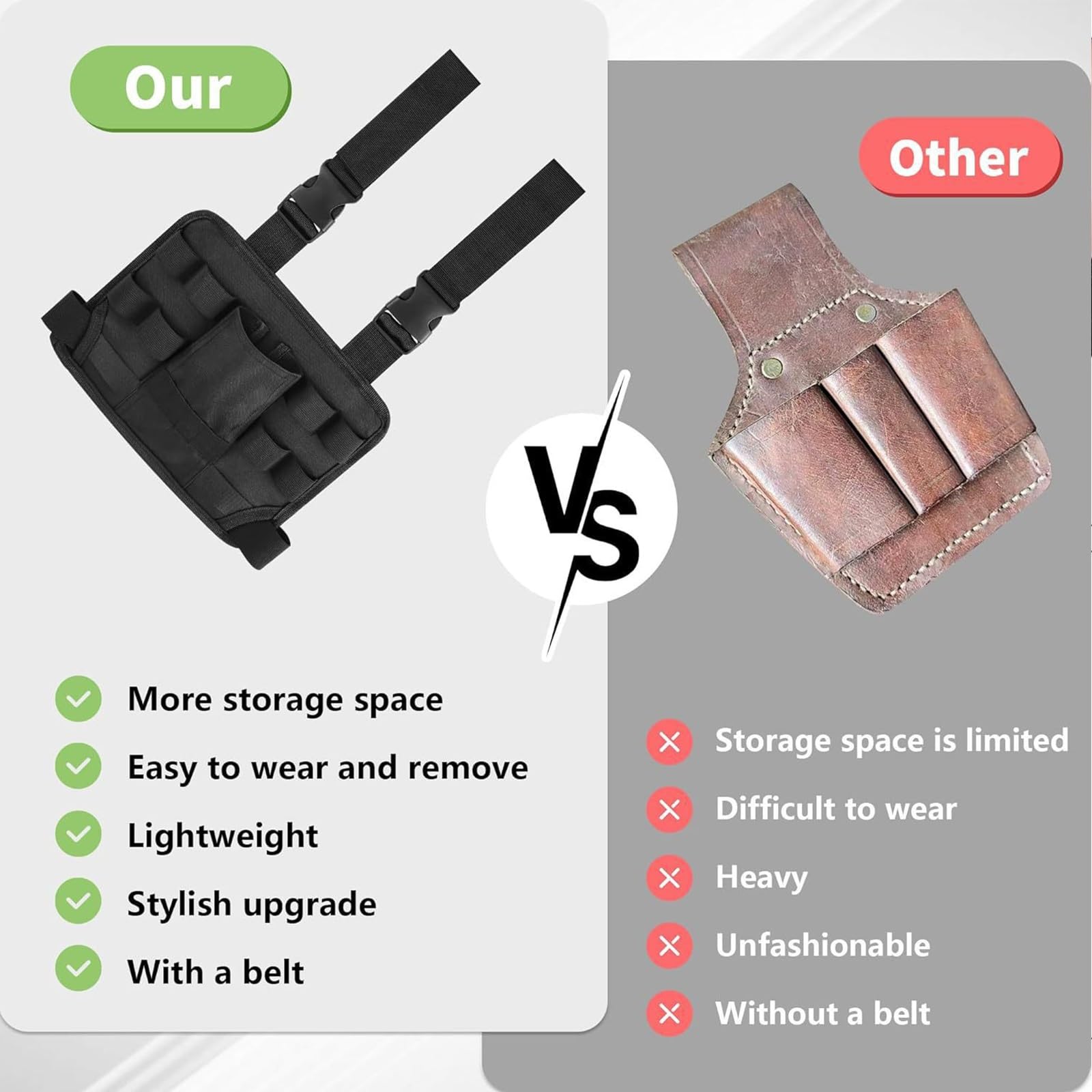 Elory Holster Z 2.0, Holster Z 2.0 Werkzeugtasche, Holster Z Bein-Werkzeugtasche, Multitool-Elektriker-Werkzeugtasche mit Bein-Werkzeuggürtel, Oxford Schwarze Beintasche, Elektriker-Werkzeugtasche(3pc