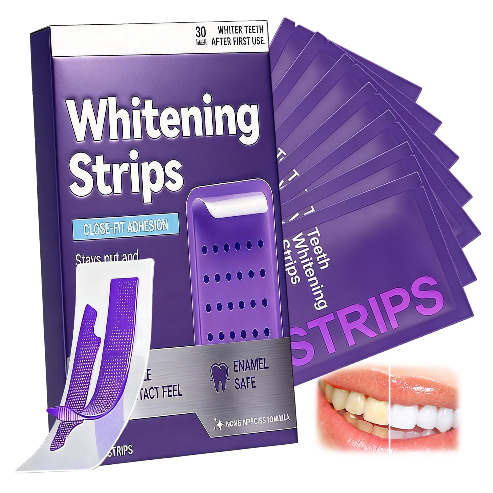 14 Paia Strisce Sbiancanti Denti Viola, Kit Sbiancamento Denti A Casa Senza, Antiscivolo Whitening Strips, Sbiancante Rapide Bianche Teeth, Facile Uso A Casa O In Viaggio