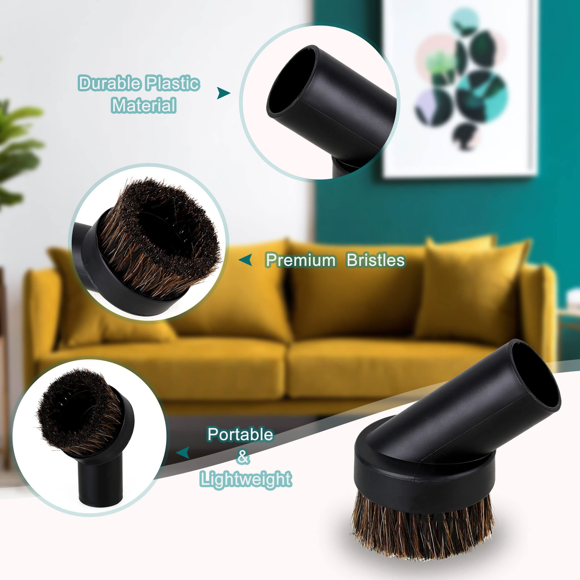 Cepillo de vacío redondo de 32 mm de diámetro interior y adaptadores de manguera con cepillo cuadrado y kit de fijación al vacío