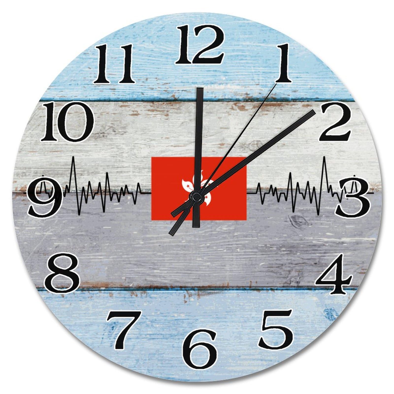 Grande horloge murale bois Hong Kong sans tic-tac pour sommeil paisible