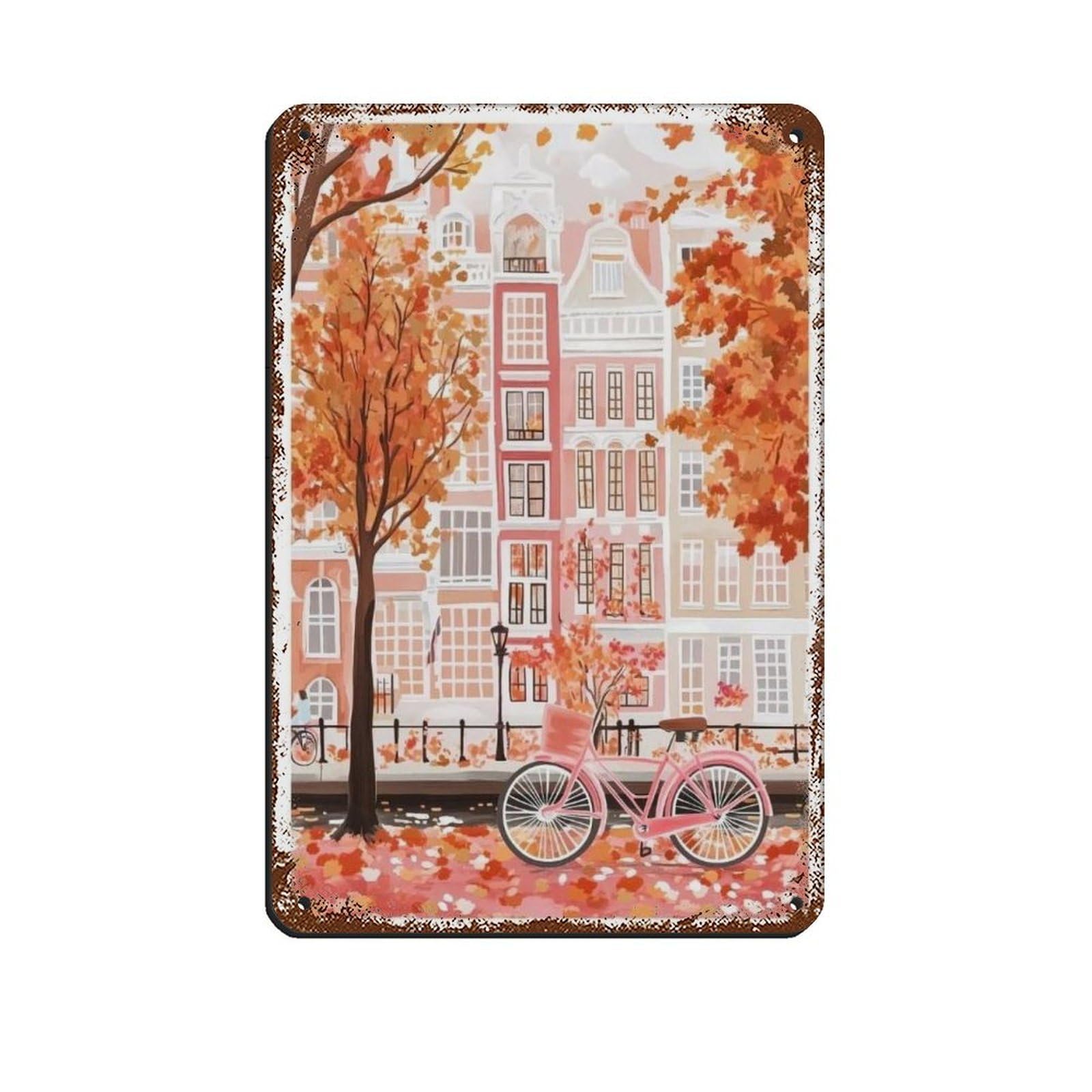 Lxwnze 20L X 30W Cm Amsterdam Poster, Netherlands Art, Travel Poster Retro Poster Metal Tin Sign Chic Art Retro Iron Painting Bar People Cave Cafe Family Garage Poster Wall Decoration 8X12inch(20X30cm)