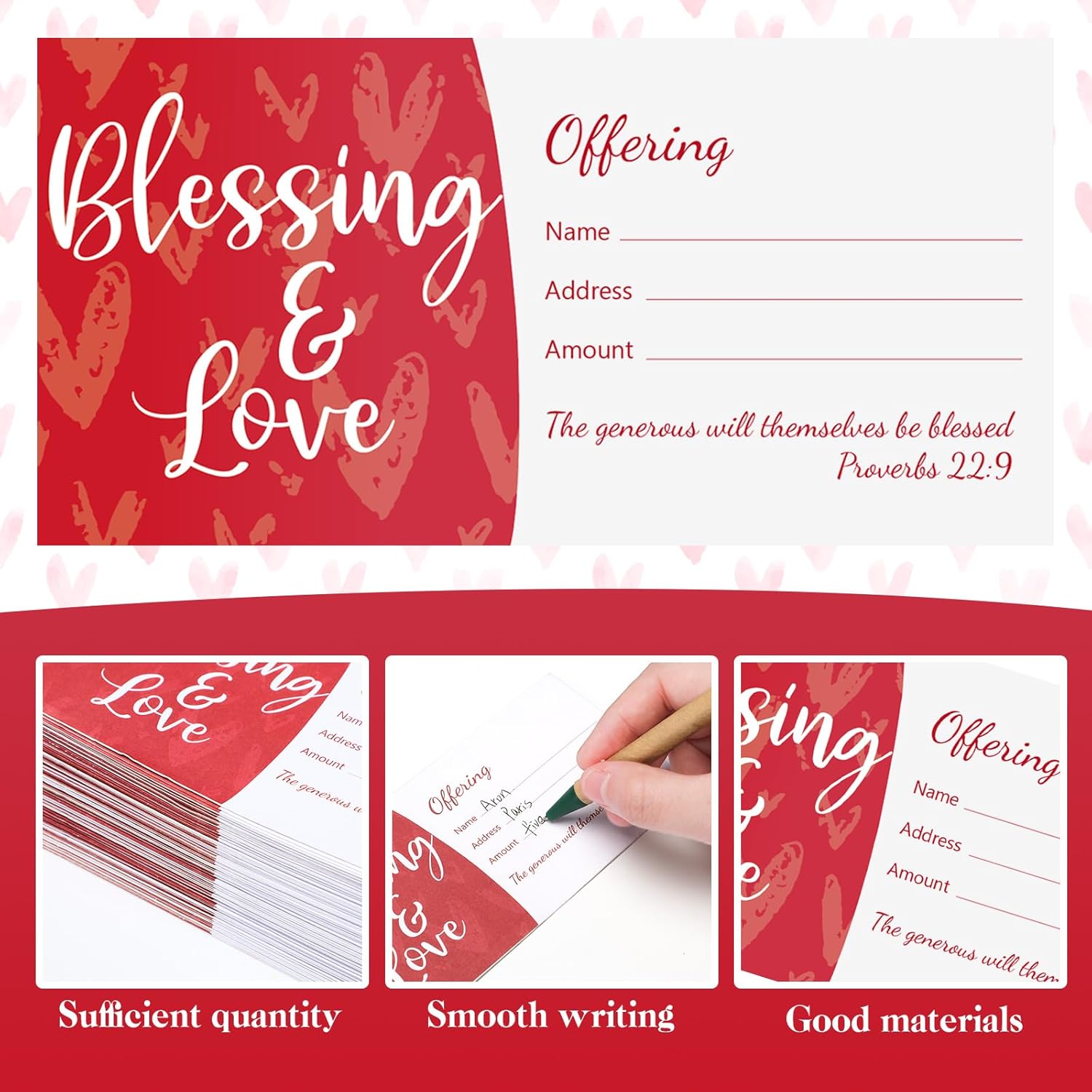 200 Pcs Church Offering Envelopes Tithe and Offering Envelopes for Church Blessings and Love Cash Envelope Bill Size for Tithes Checks and Donations