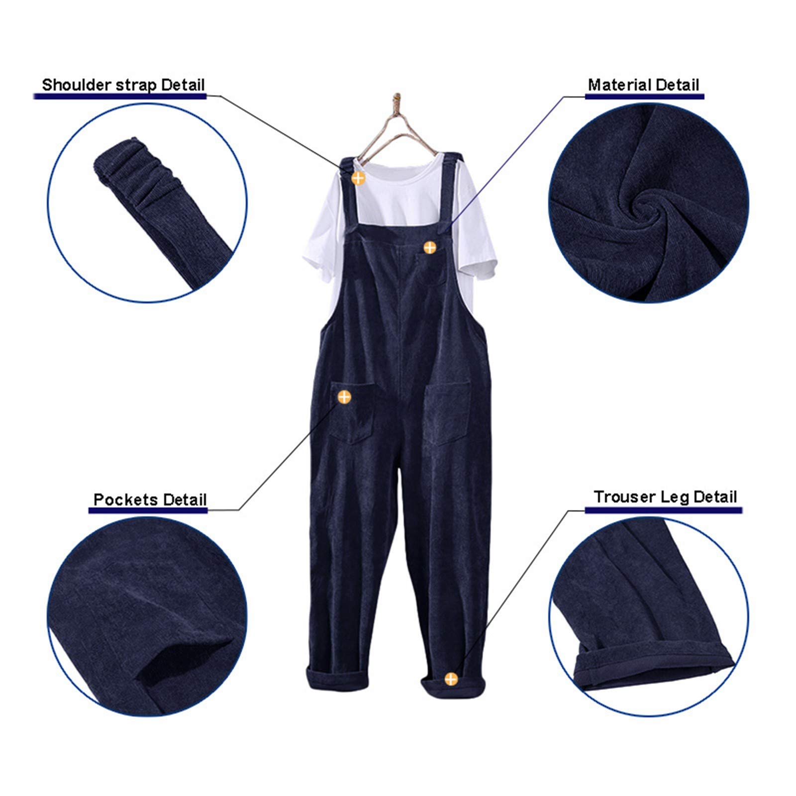 Mono Mujer Elegante - Mono Casual para Mujer con Peto Holgado y Bolsillos en Sólido Color Elegante