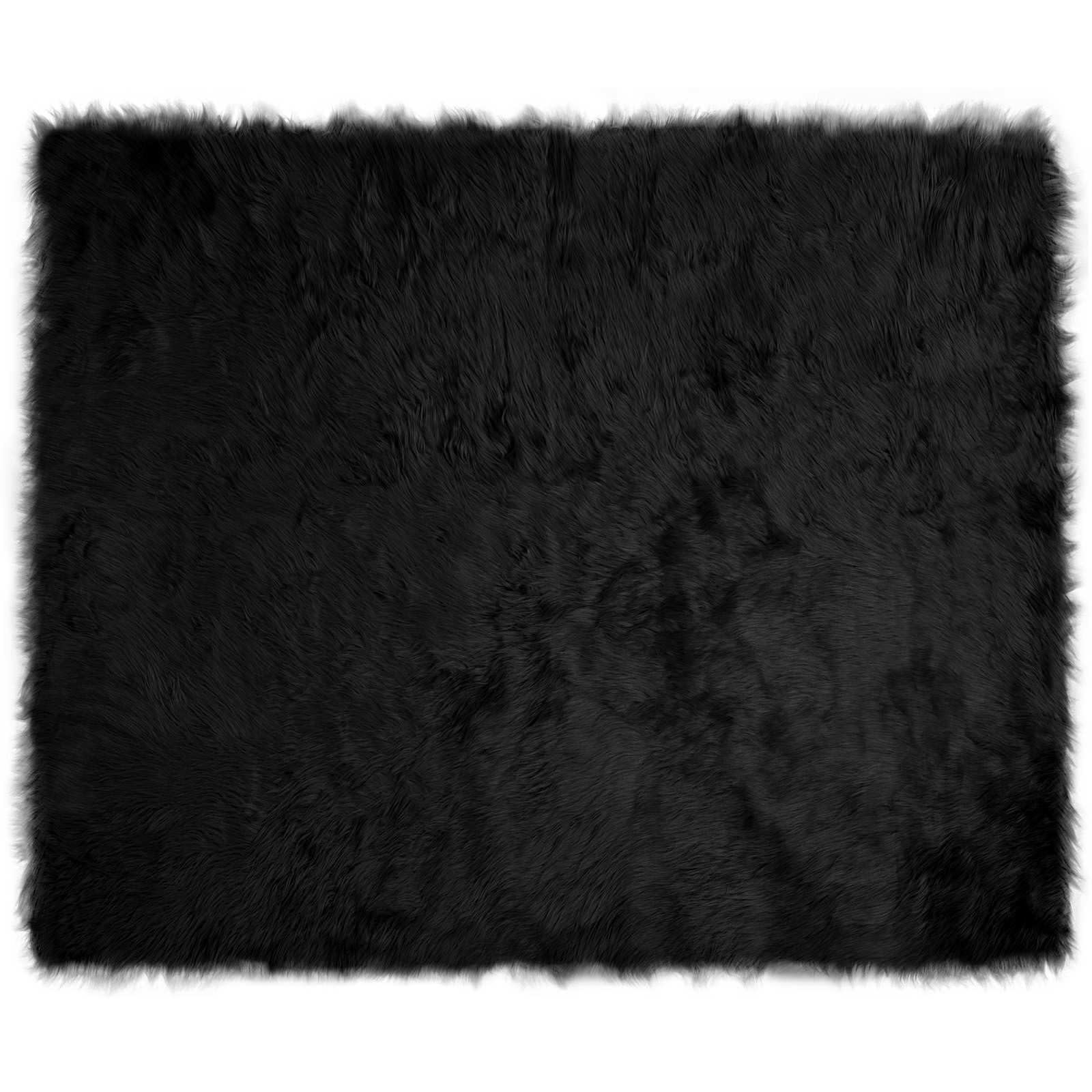 Dywan ze sztucznej owczej skóry Tafalla, czarny, 200 x 280 cm, poliester, bardzo miękki, puszysty, duży, do salonu, sypialni, przytulny