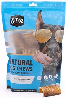 Sitka Farms Beef Trachea Canoes 3" Split Trachea - 30 Count - 100% Natural Source of Glucosamine & Chondroitin - High Protein Premium Dog Treat for Small Medium & Large Dogs