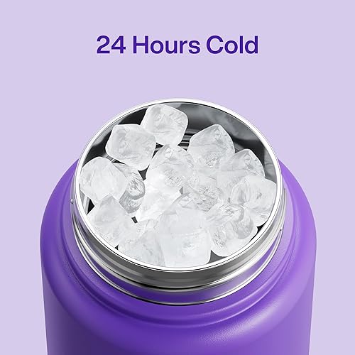 Miniatura 220 de ENCOOL Botella de agua aislada con popote, de acero inoxidable, a prueba de fugas, sin BPA, al vacío de doble pared que se mantiene fría durante 24