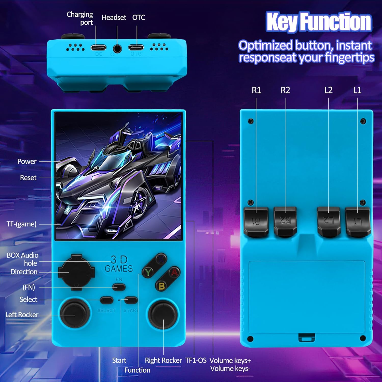 2026Newly Upgraded V40 MAX Retro Handheld Game Console with 256G Built-in 20000+ Classic Games, 4.0 Inch 4K HD IPS Screen Open Source Linux System, 4000mAh Battery, Portable Pocket Video Game Console - Image 8