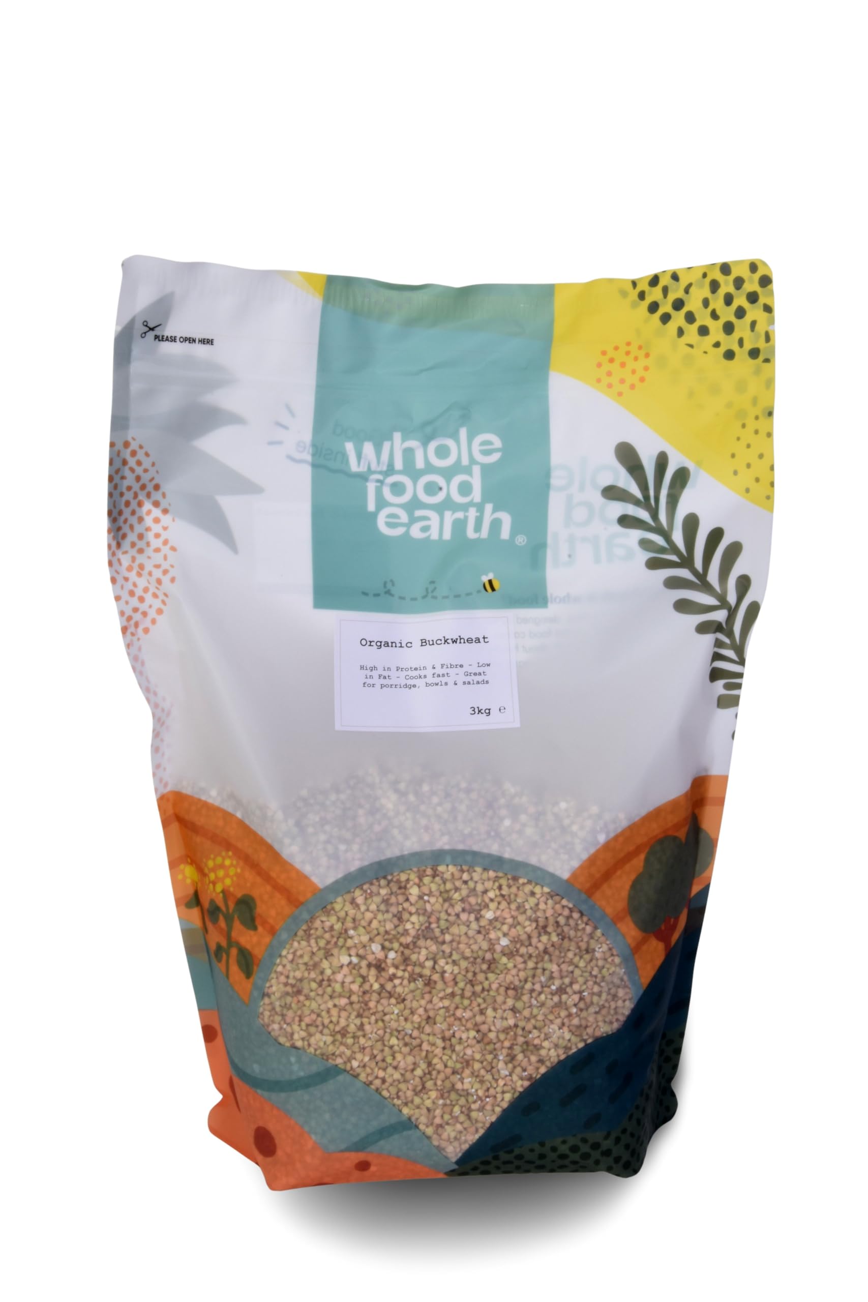 Wholefood Earth Bio-Buchweizen – 3 kg – GVO-frei – Vegan – Ballaststoffreich – Zertifiziert Biologisch