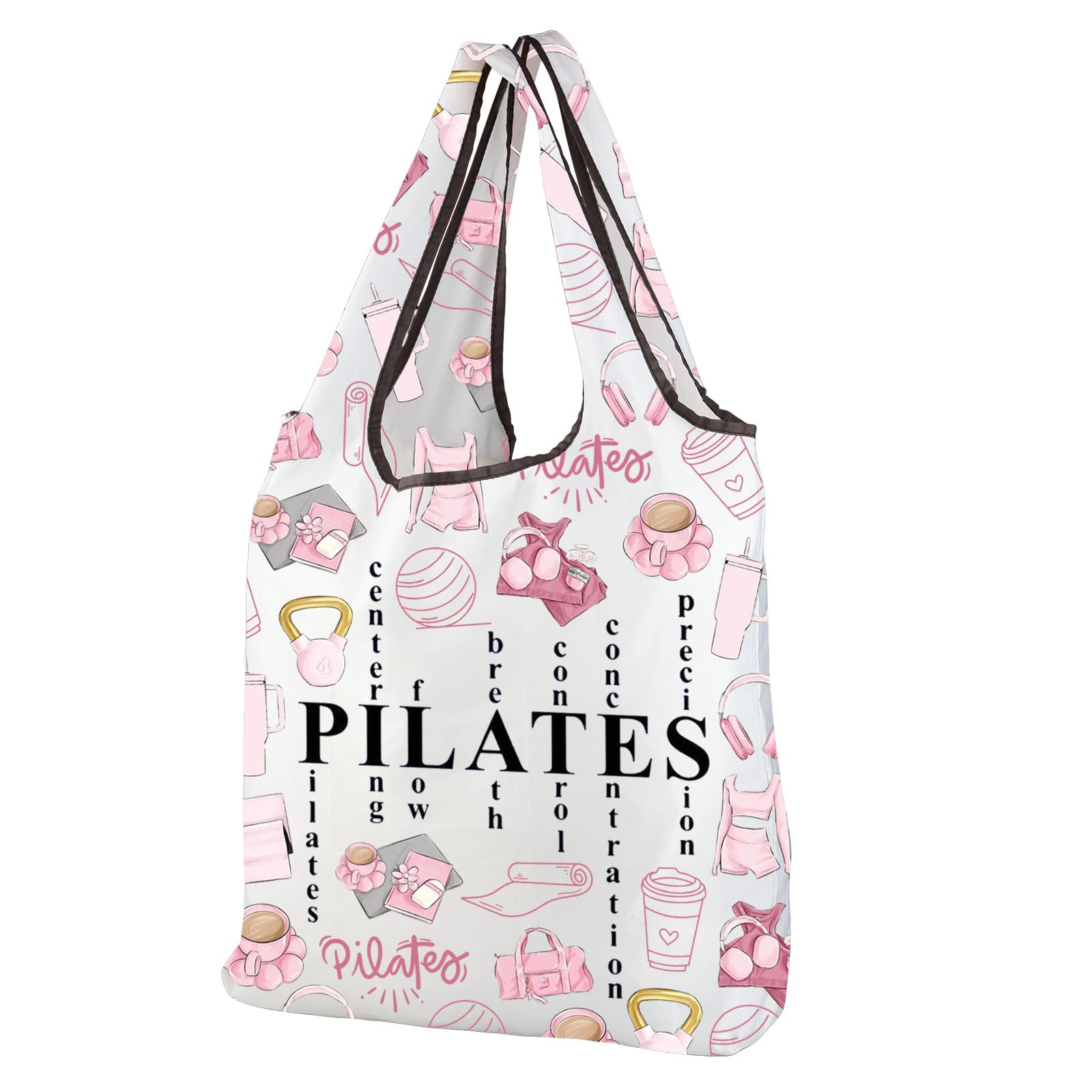 CMNIM Pilates Tote Bag Pilates Gifts for Women Yoga Lover Gift Pilates Instructor Gifts Funny Pilates Reusable Grocery Bag