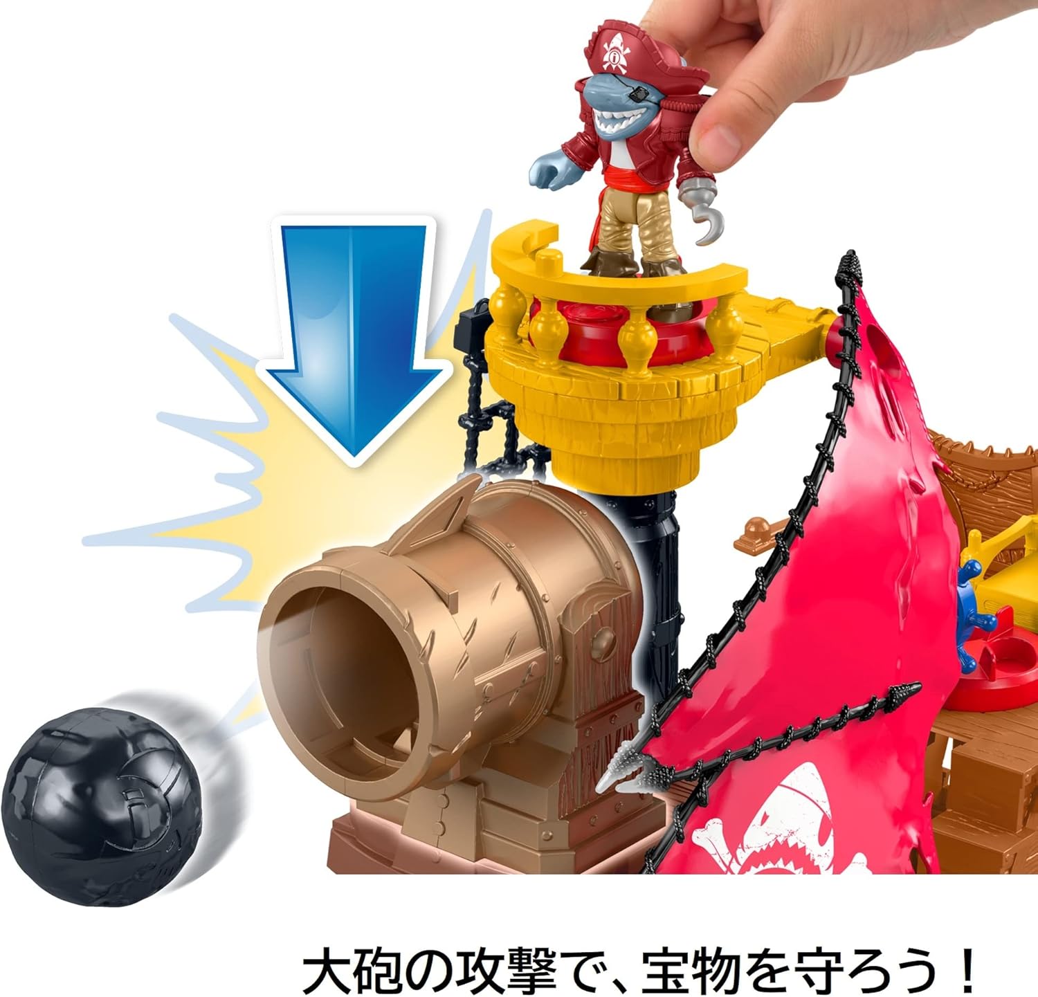 Fisher-Price Imaginext Shark Bite Pirate Ship, Playset with Pirate Figures and Accessories for Preschool Kids Ages 3 to 8 Years : Toys & Games