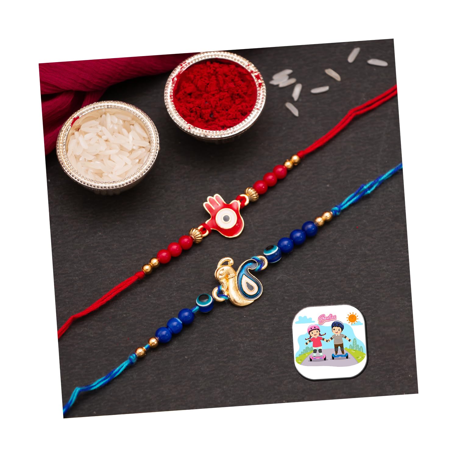 CraftVatika Rakhi with Fridge Magnet Evil Eye Peacock Rakhi for Brother Set of 2 Designer Rakhi for Bhaiya Boy Kids Rakshabandhan Rakhi Evil Eye Hamsa Hand Rakhi Set (B0C972SRD6) Amazon Price History, Amazon Price Tracker