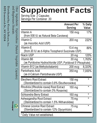 Miniatura 3 de VERACITY SELFCARE Suplemento de apoyo suprarrenal para el estrés, administrador de cortisol, Ashwagandha, Rhodiola Rosea y bayas de Schisandra para