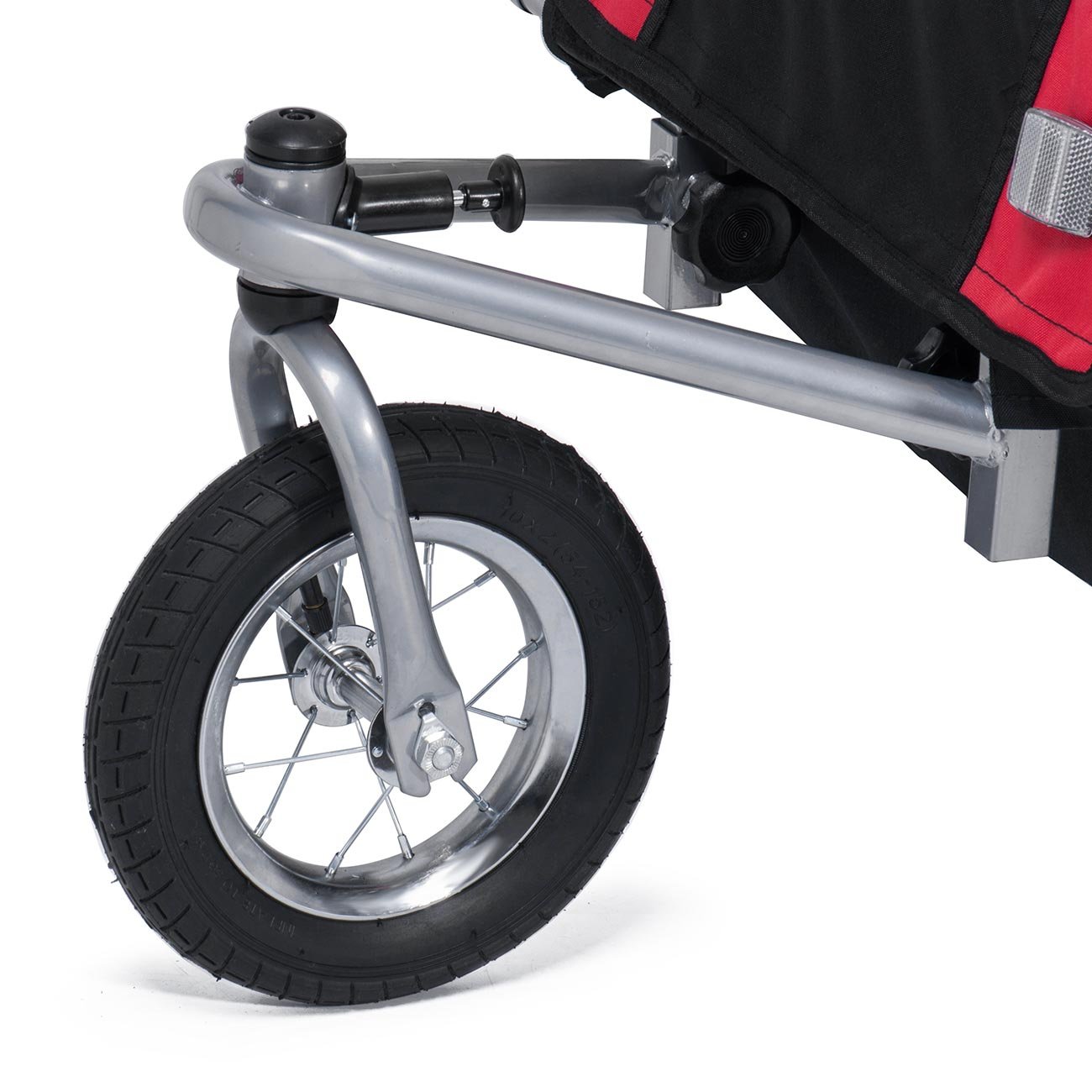 SAMAX Fahrradanhänger Jogger 2in1 360° drehbar Kinderanhänger Kinderfahrradanhänger Transportwagen vollgefederte Hinterachse für 2 Kinder in Rot - Silver Frame