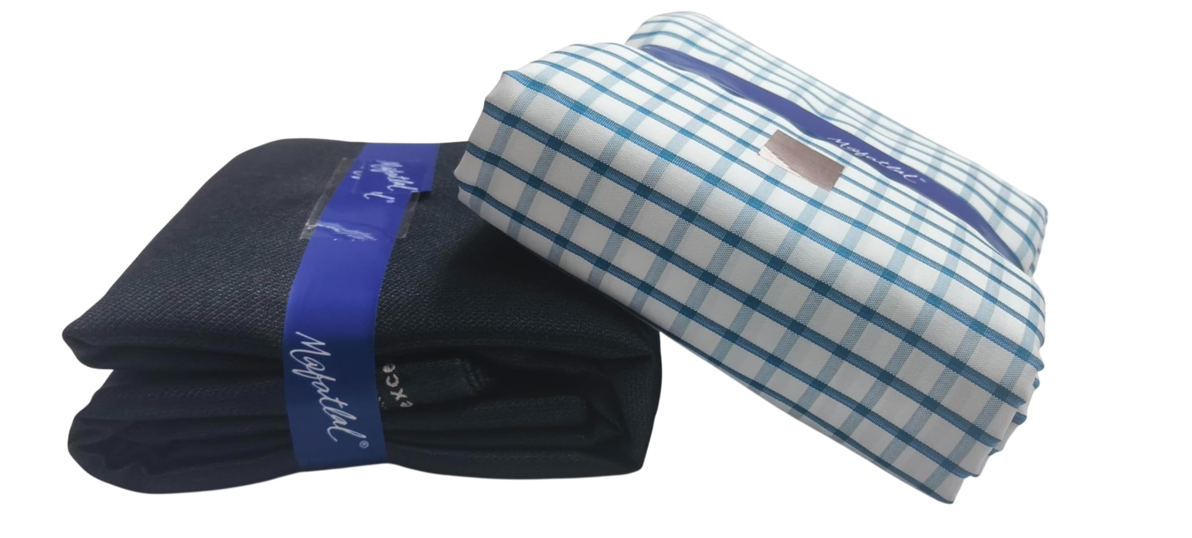 Mafatlal Men’s Shirt & Pant Fabric Set Blue check Shirt with Black Trouser Material, 100% Cotton, Unstitched Fabric Combo, Formal Wear Gift Pack-picture-36