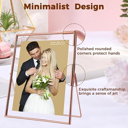 Vista 172 de Marco flotante de oro rosa de 6 x 8 pulgadas con corazón romántico, para tamaños de imagen de 5 x 7, 4 x 6, 3 x 5, marco de fotos de estante de oro
