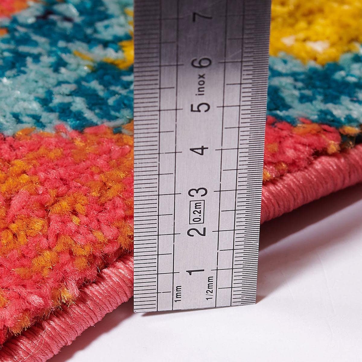 UN AMOUR DE TAPIS - tapis salon berber tribal mk 02 bleu, écru, jaune, gris, orange, noir, gris, beige, rose, vert, blanc - 160 x 230 cm - tapis berbère inspi 4572