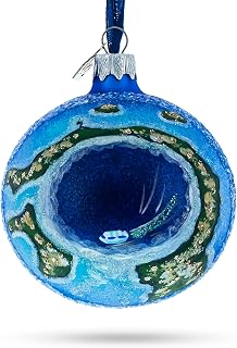 The Great Blue Hole, Belize Glass Ball Christmas Ornament 3.25 Inches
