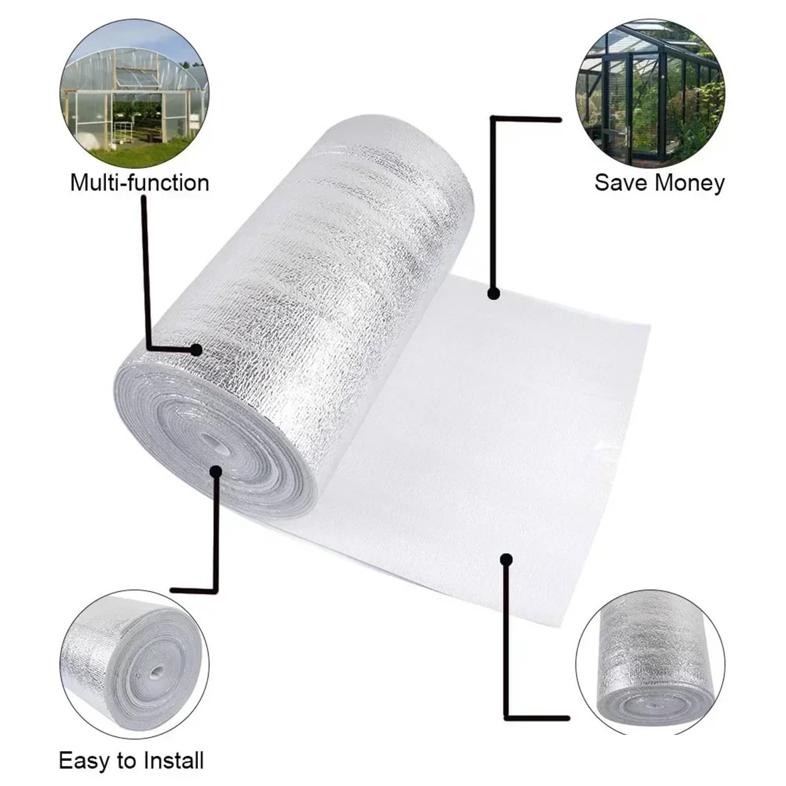 Rollo de lámina aislante de aluminio 1 rollo de película térmica aislante for pared, for ventana, Mylar, radiador, lámina reflectante, aluminio for , decoración del hogar(40cmx10m)