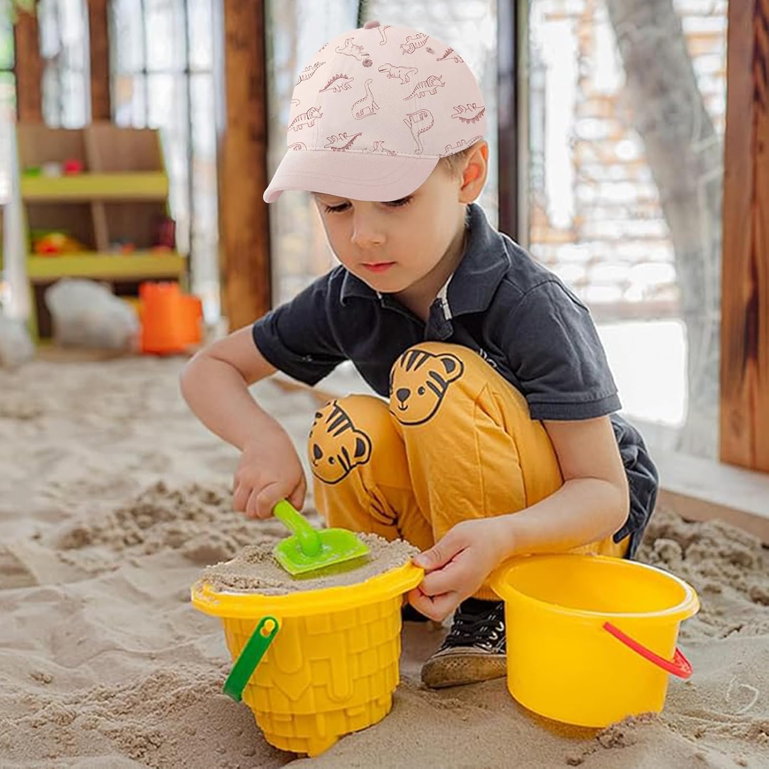 LiuSuper Toddler Baseball Cap Kids Sun Hat Dinosaur Pattern Print Cotton Baby Hats Boy Girl Age 1-8t
