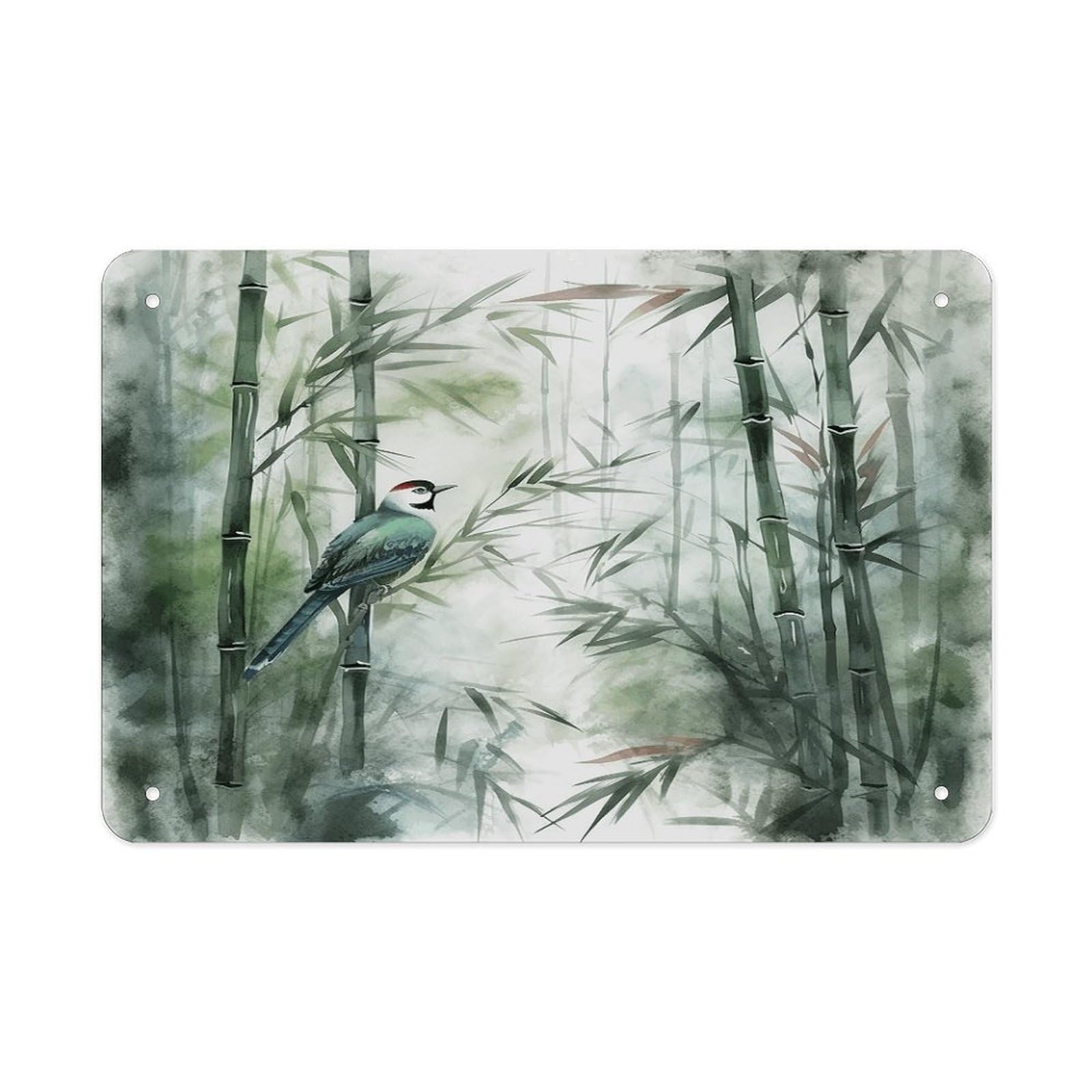 Fekiloot Style Green Bird Painting Metal Signs Wall Art Tin Sign