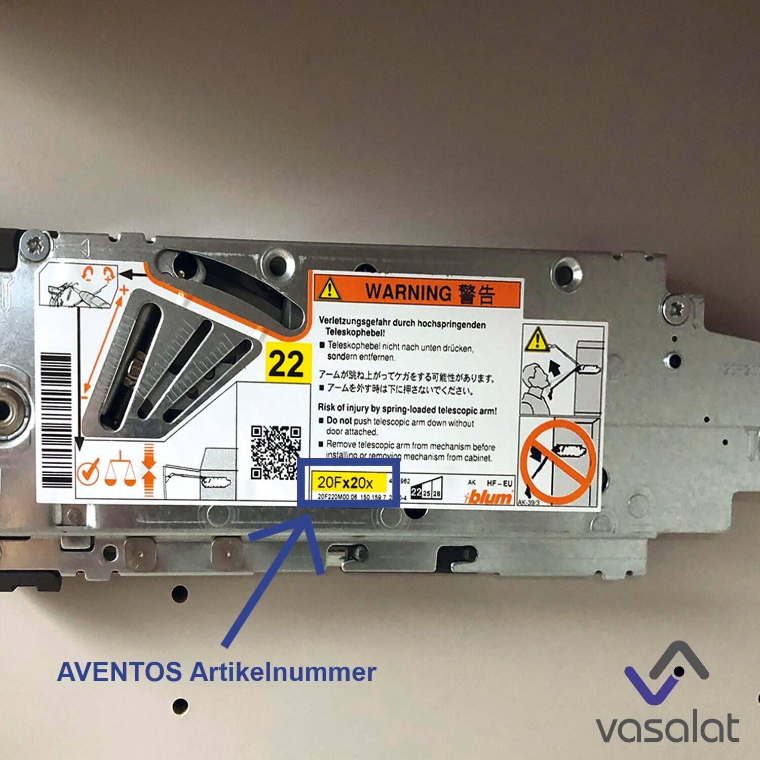 Vasalat Aventos 22K2034 Amortyzator Szary 6 x 1 5 x 1 5 cm 13 g 2 Sztuki