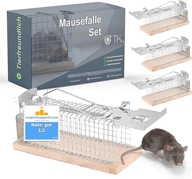 3X Pet Friendly Wooden Live Mouse Trap Cage - Musfälla Bur