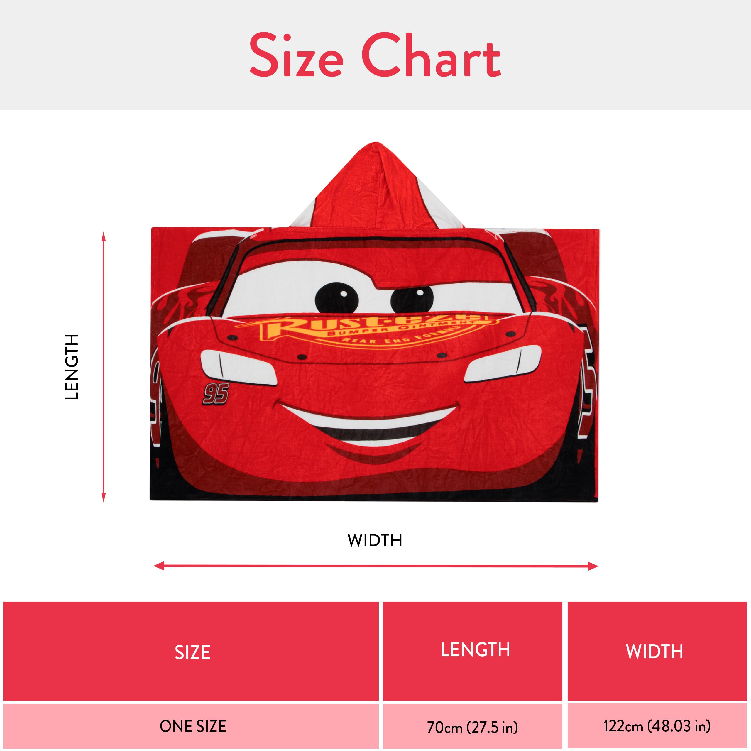 Disney Cars Boys Towel, Lightning McQueen Swimming Towel for The Pool, Wearable Beach Towels, Wrap Bath Towels, Red One Size - 5