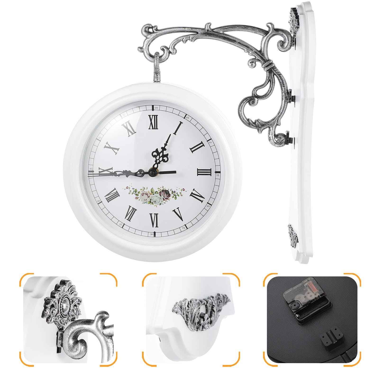 VILLCASE Horloge Murale Double Face Rotative Design Créatif Silencieuse pour Salon et Cuisine Décoration Maison Moderne