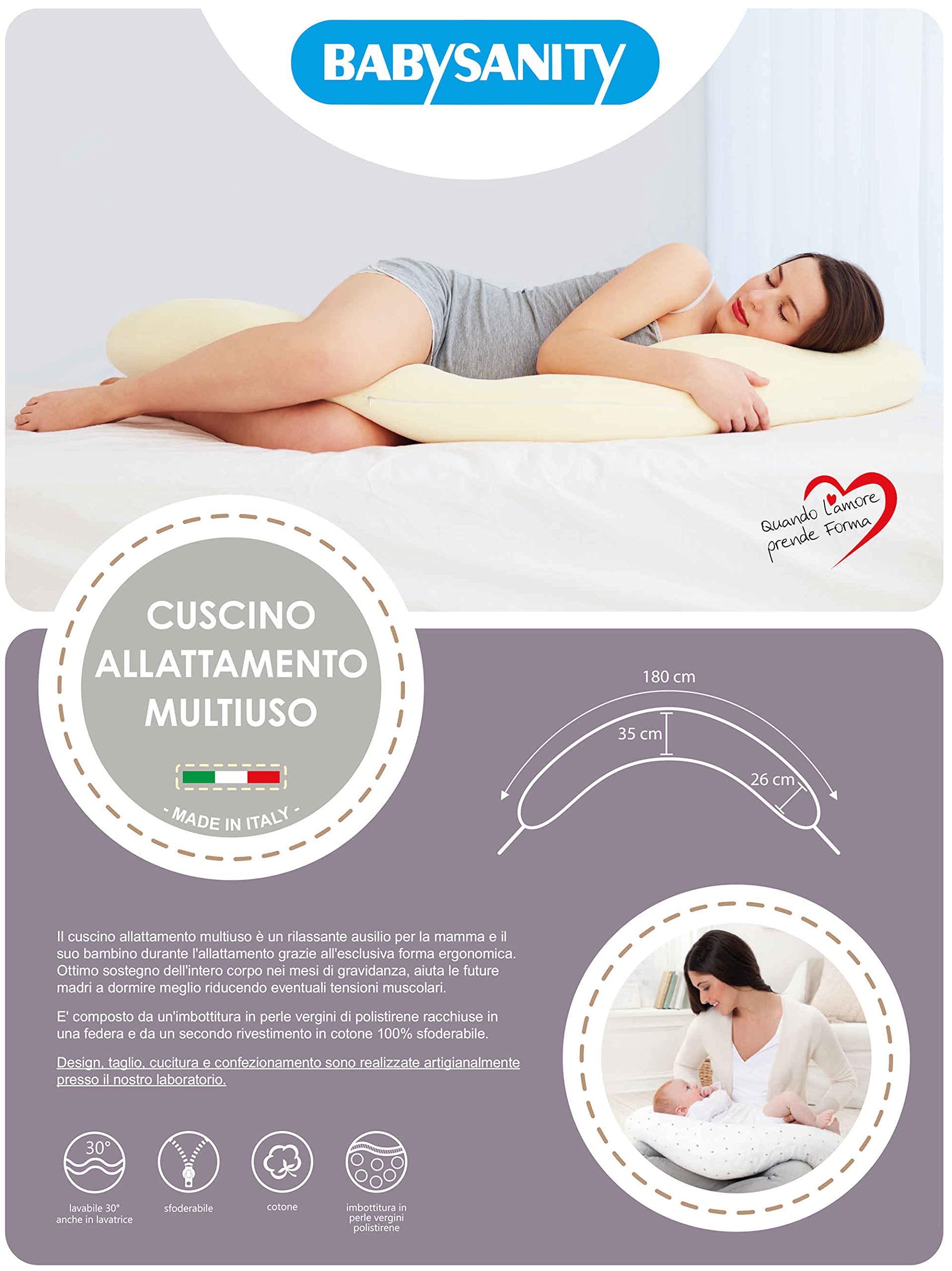 Cusino Gravidanza Cuscino Gravidanza Frida Mom Regolabile - Forma U, C, L, I, Supporto Pancia E Fianchi, Grigio Cuscino Forma U C L Frida Mom