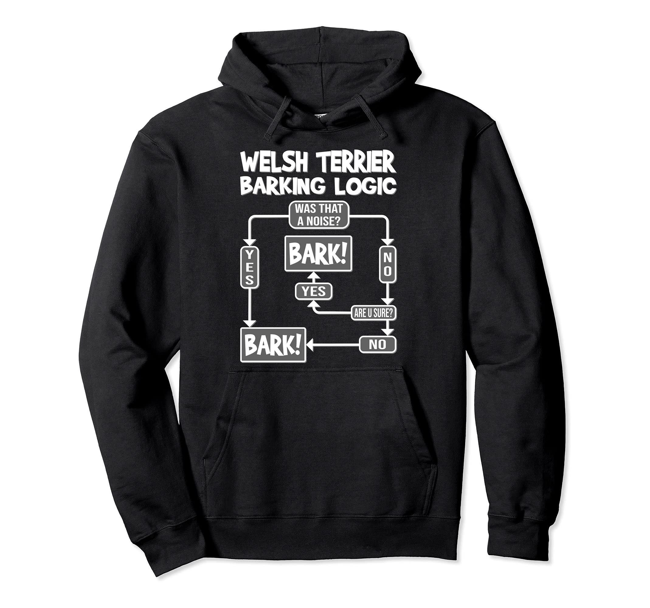 Dog Barking Logic, funny dog gift idea, Funny Welsh Terrier Pullover Hoodie, Black