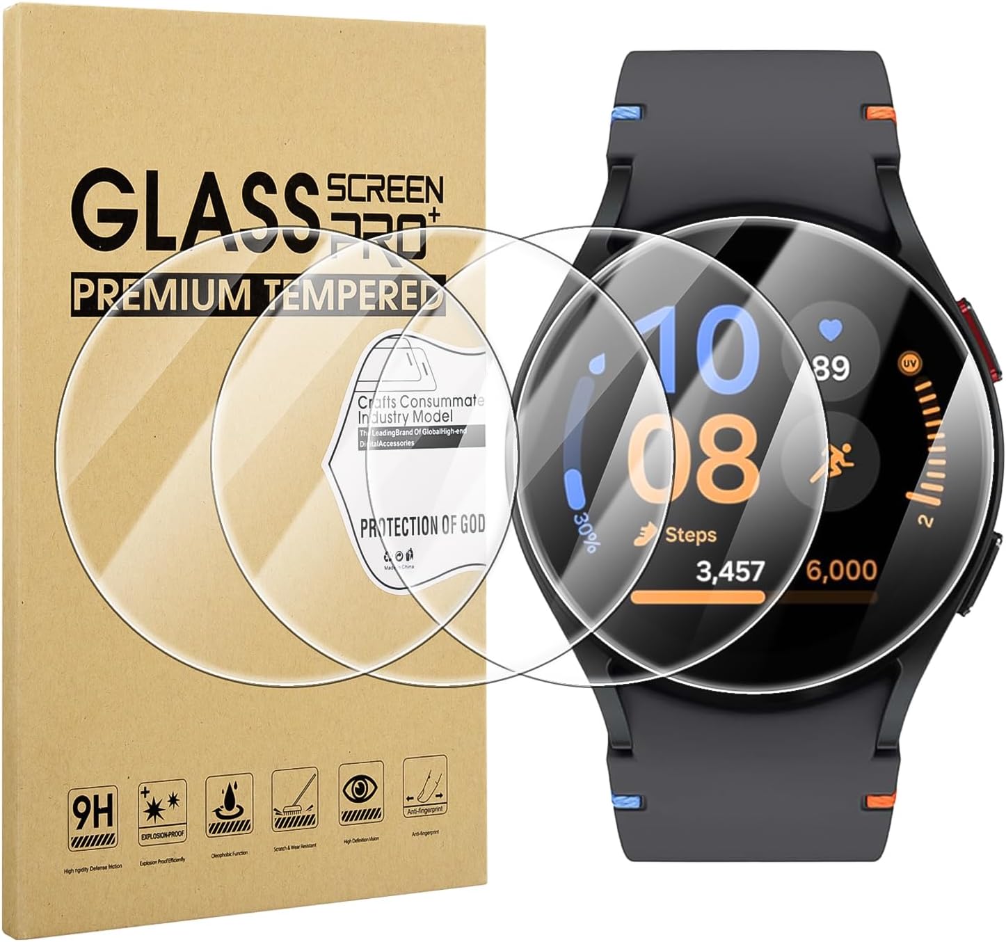 Suoman for Samsung Galaxy Watch FE 40MM/Galaxy Watch 4 40MM Protective Film (4pcs) Screen Tempered Glass Cover for Galaxy Watch FE 40MM/ Galaxy Watch 4 40MM Anti-Scratch, Anti-Offshore, Anti-Fingerprint, HD High Hardness High Definition Glass Film
